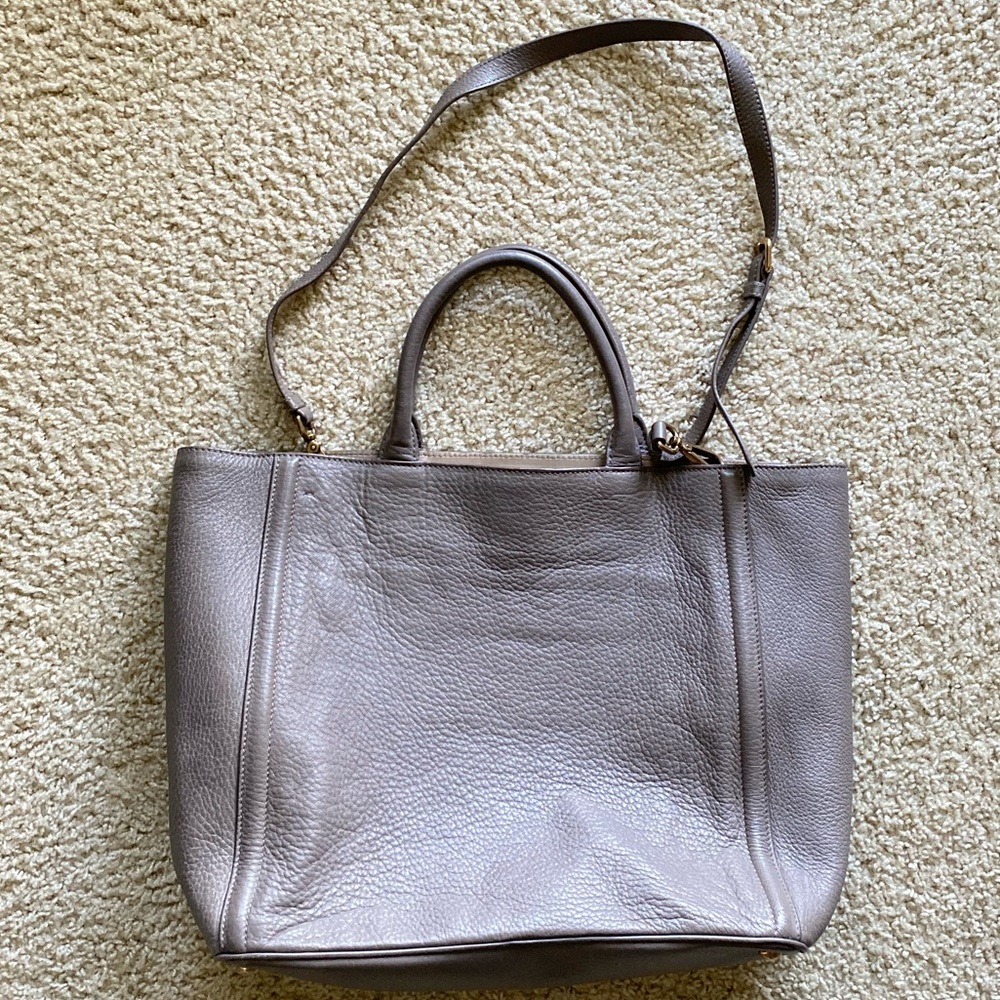 Prada Gray Large Tote Shopper Crossbody Bag Purse - Picture 3 of 16